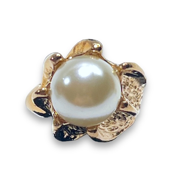 VINTAGE 1950s JUDY LEE Faux Pearl Gold tone Cocktail Ring - Picture 3 of 16